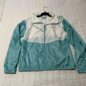 Columbia Sportswear Women's White and Blue Windbreaker - Size Med